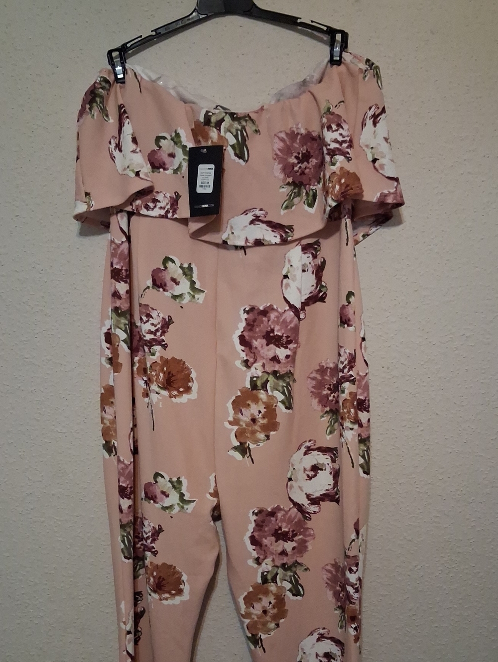 Fashion Nova Blush Pink Floral Off-Shoulder Jumpsuit